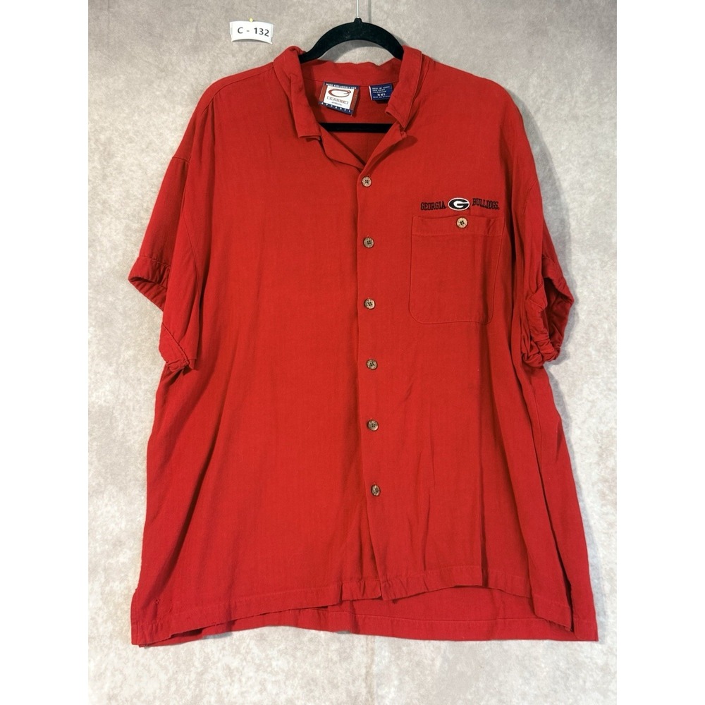 Georgia Bulldogs Red Button-up Short Sleeve Shirt Sz 2XL